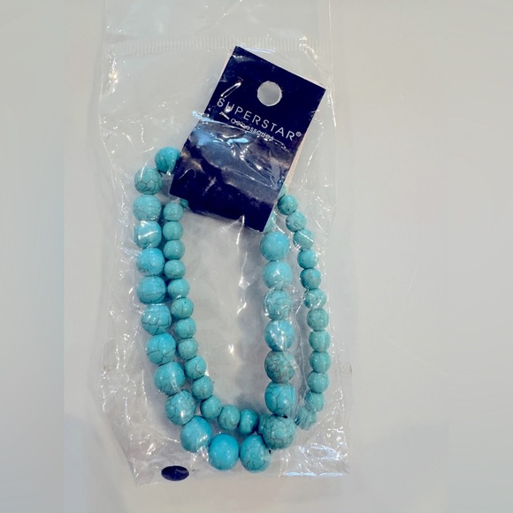 Fashion Jewelry Turquoise Beaded Bracelet Set - Picture 2 of 3